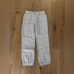 Monoprix Premium Blue Striped Linen Pants